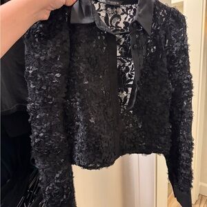 Zara Black Blazer Lace Detail